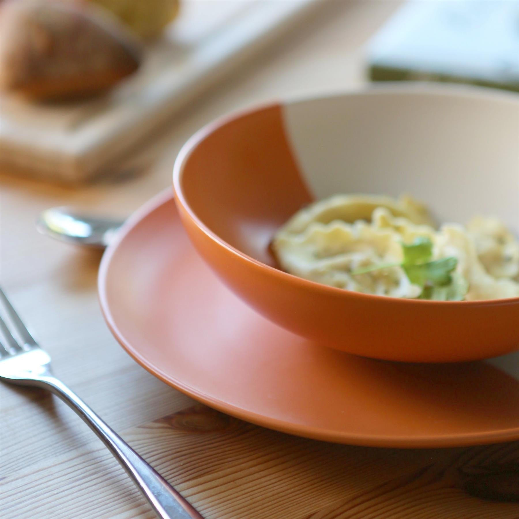 Colour Block Stoneware Pasta Bowls - 20.5cm - Pack of 4