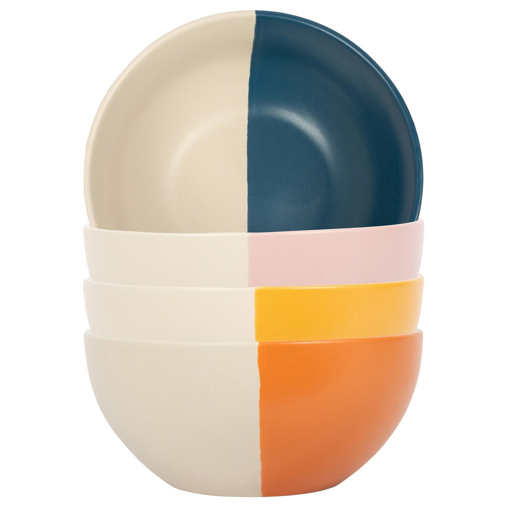 16.5cm Colour Block Stoneware Cereal Bowls - Pack of 4