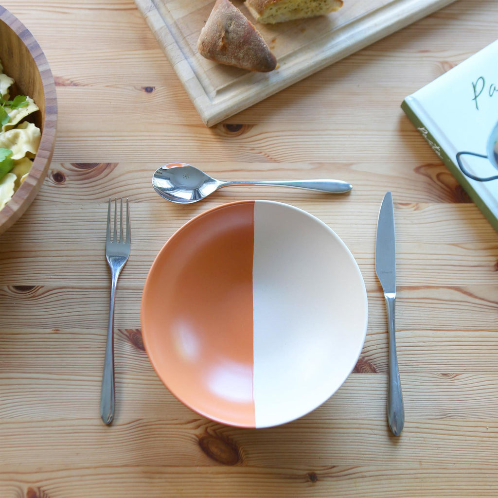Colour Block Stoneware Pasta Bowls - 20.5cm - Pack of 4