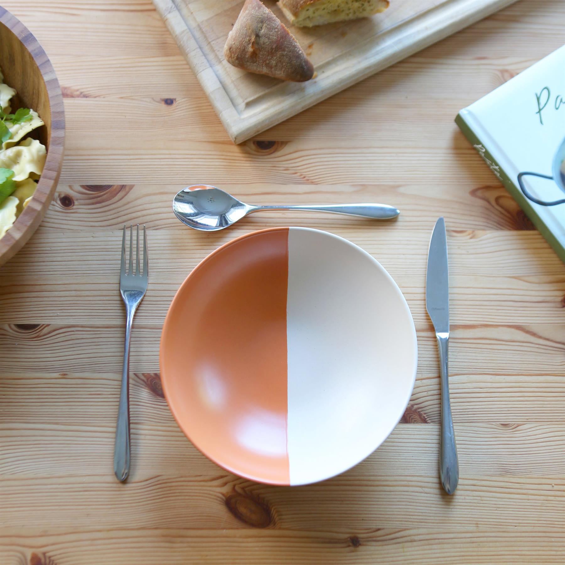 Colour Block Stoneware Pasta Bowls - 20.5cm - Pack of 4