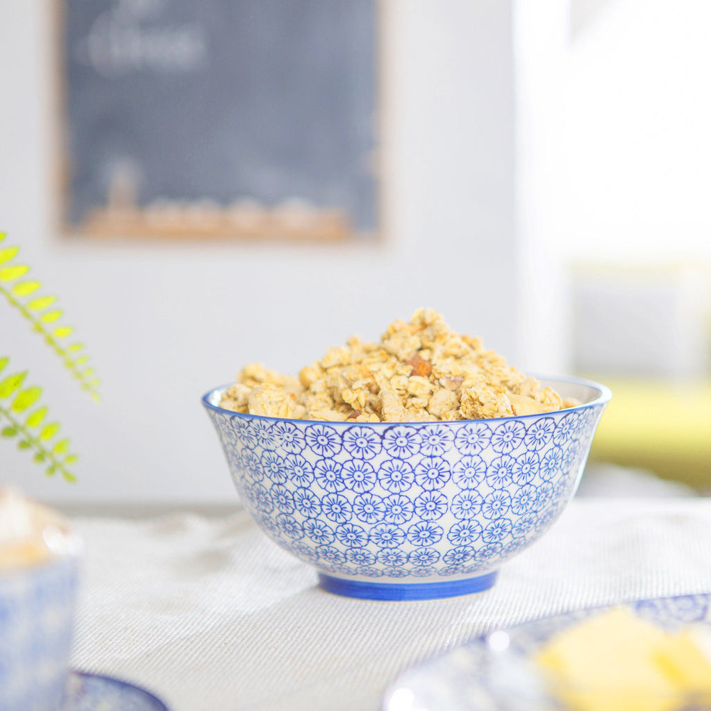 16cm Hand Printed Stoneware Cereal Bowls - Pack of Six