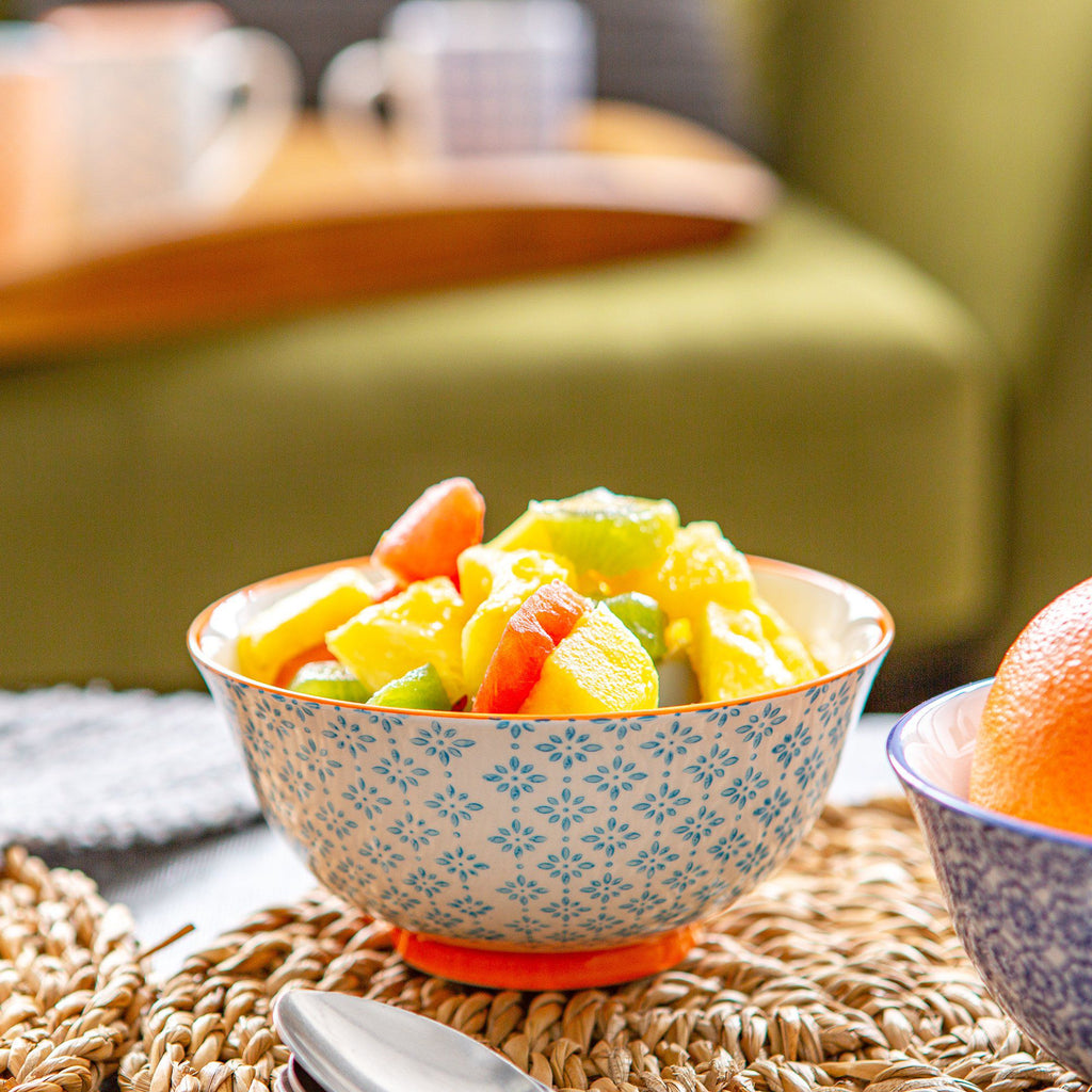 16cm Hand Printed Stoneware Cereal Bowls - Pack of Six