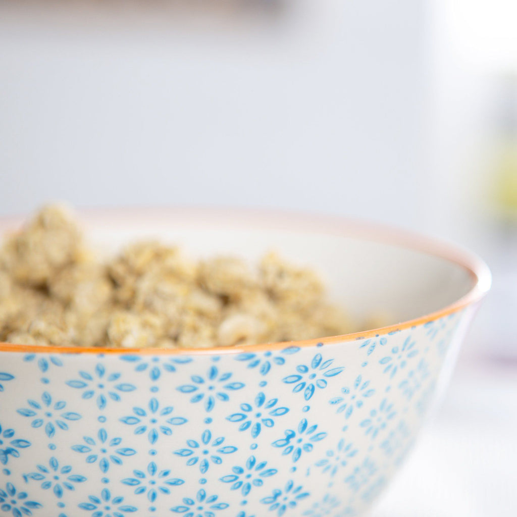 16cm Hand Printed Stoneware Cereal Bowls - Pack of Six