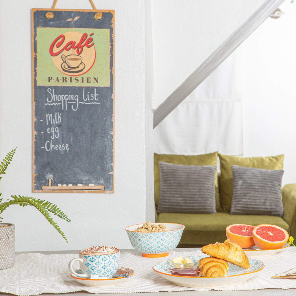 16cm Hand Printed Stoneware Cereal Bowls - Pack of Six