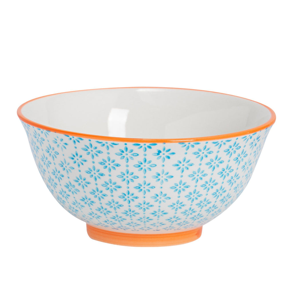 16cm Hand Printed Stoneware Cereal Bowls - Pack of Six