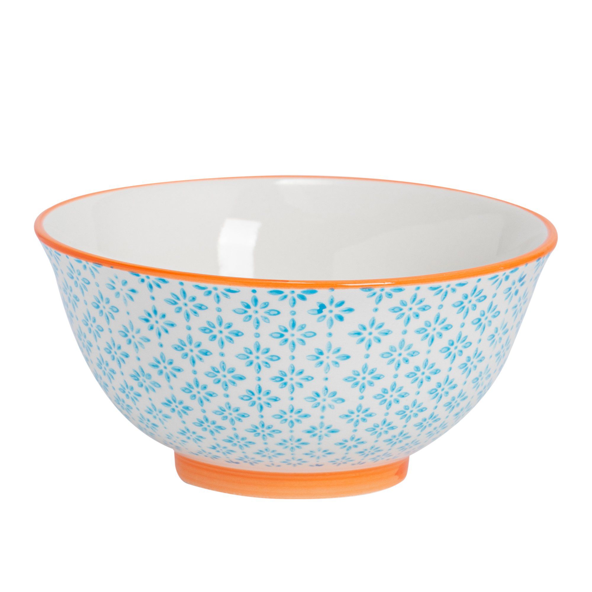 16cm Hand Printed Stoneware Cereal Bowls - Pack of Six
