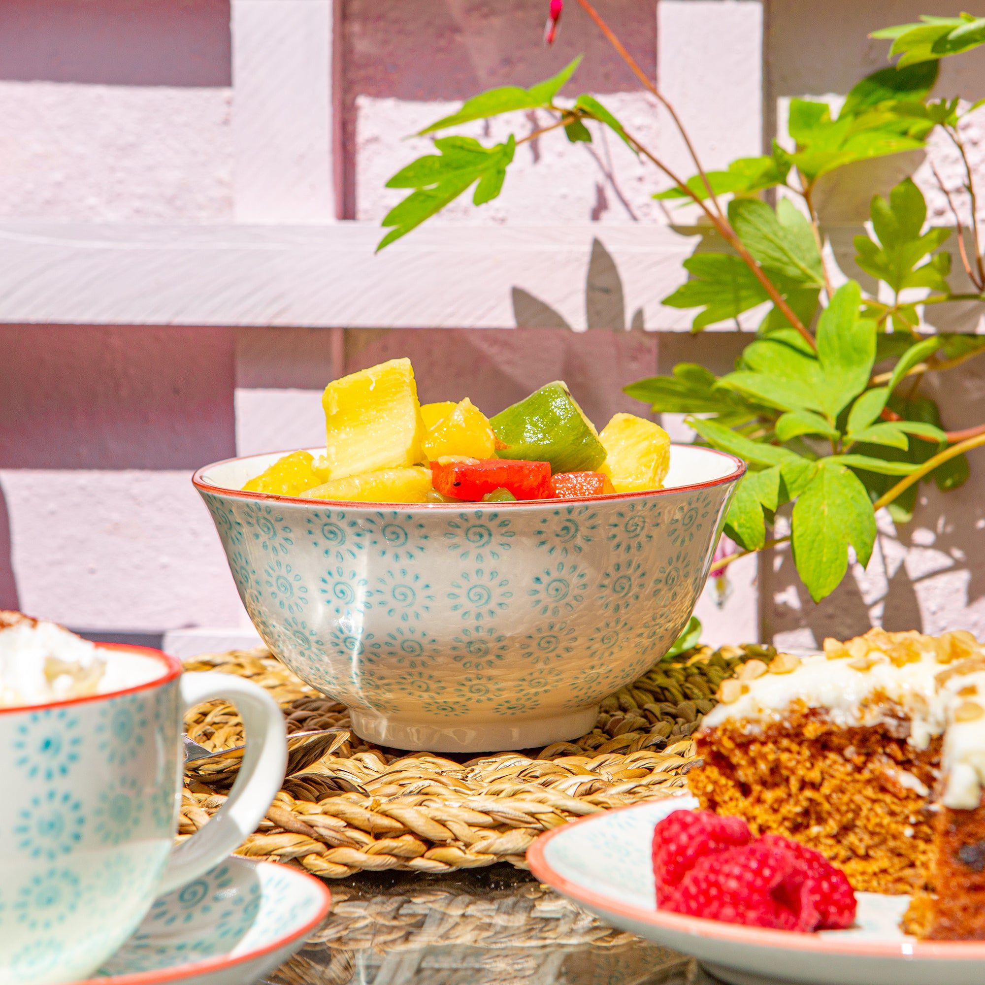 16cm Hand Printed Stoneware Cereal Bowls - Pack of Six