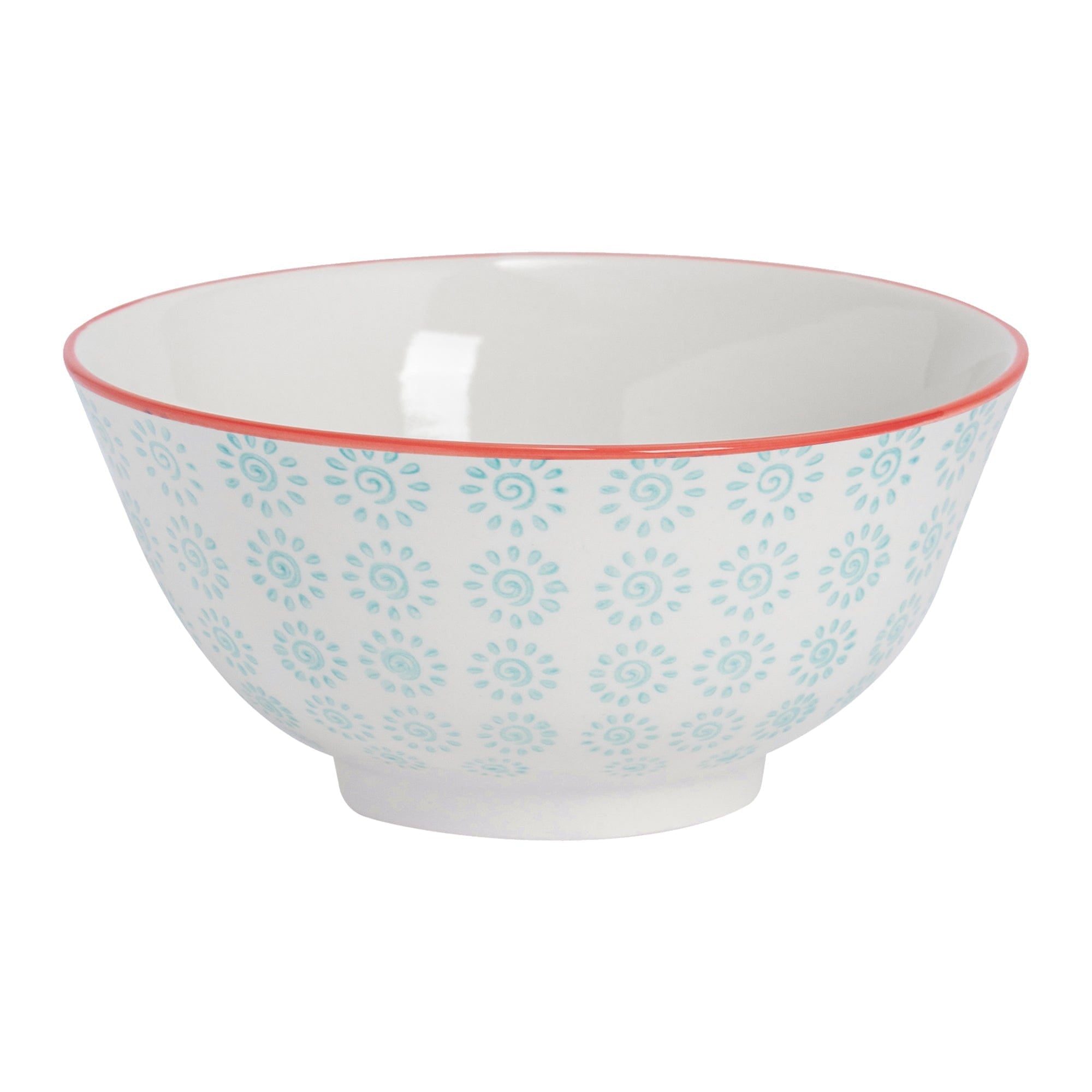 16cm Hand Printed Stoneware Cereal Bowls - Pack of Six