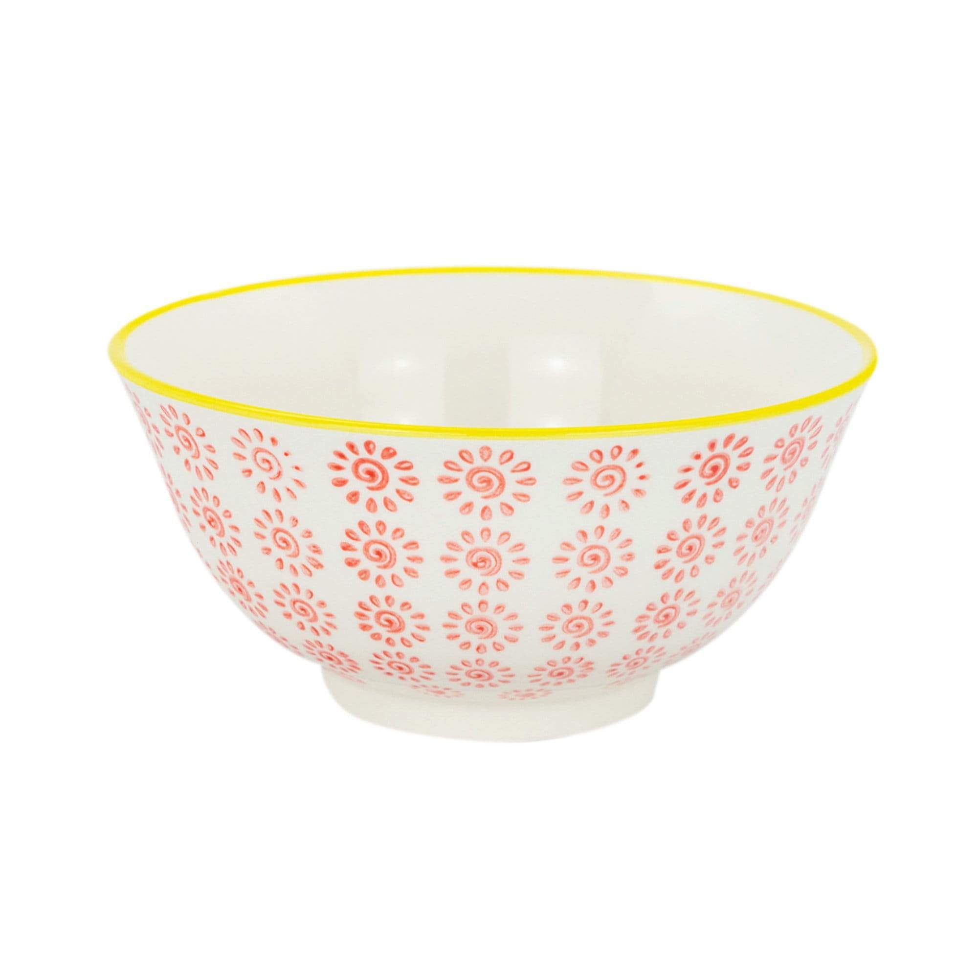 16cm Hand Printed Stoneware Cereal Bowls - Pack of Six