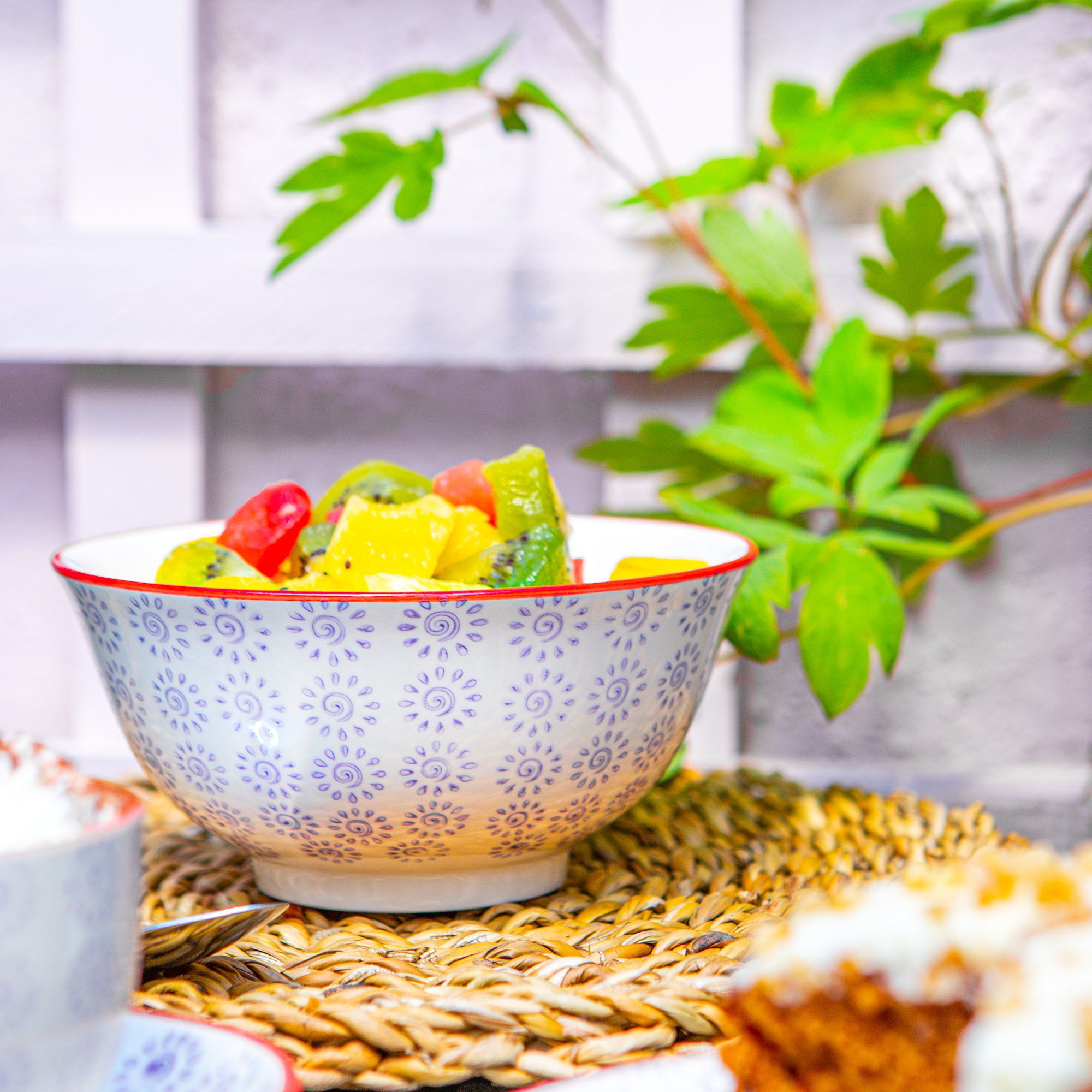 16cm Hand Printed Stoneware Cereal Bowls - Pack of Six