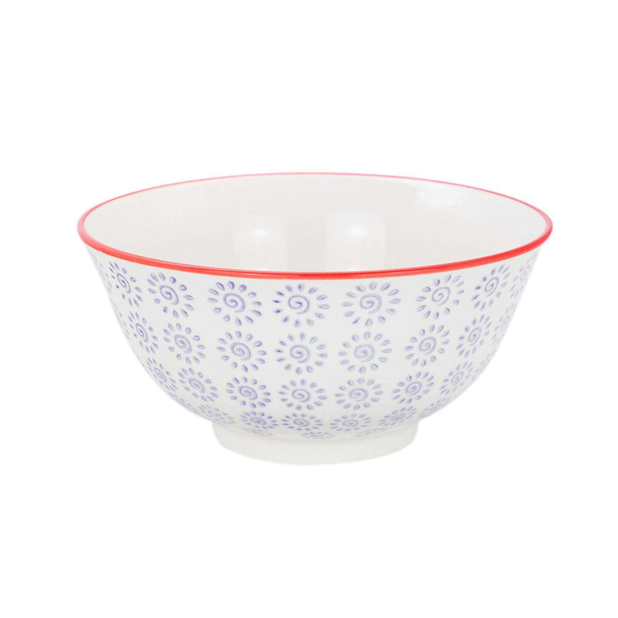 16cm Hand Printed Stoneware Cereal Bowls - Pack of Six