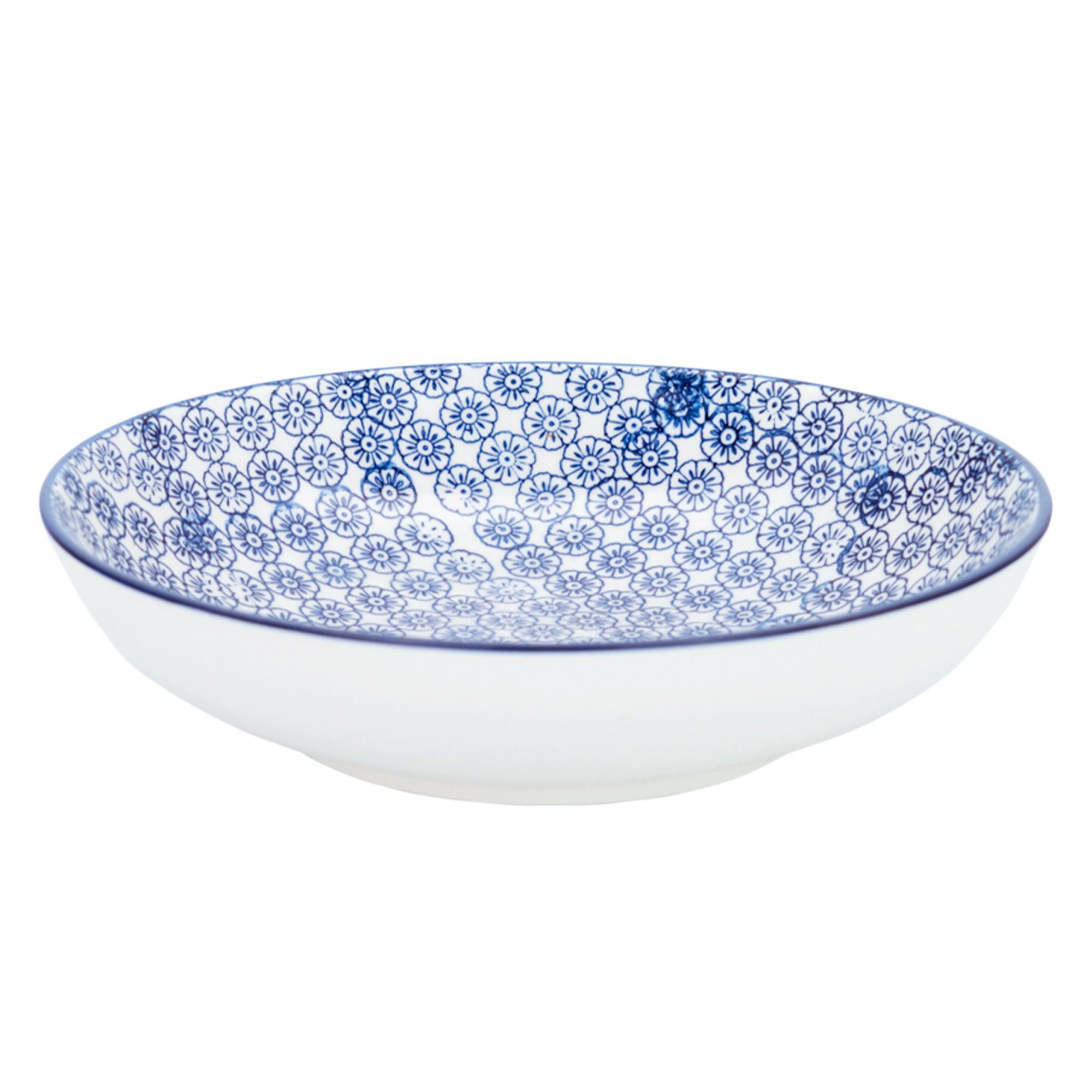 22cm Hand Printed Stoneware Pasta Bowls - Pack of Six