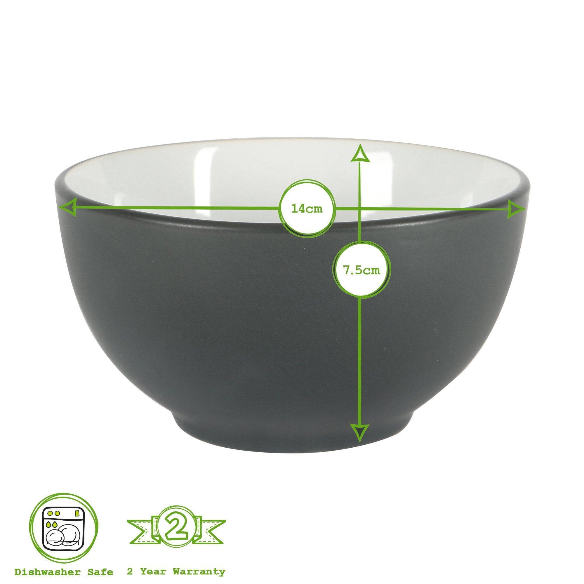 14cm Stoneware Cereal Bowls - Pack of Six