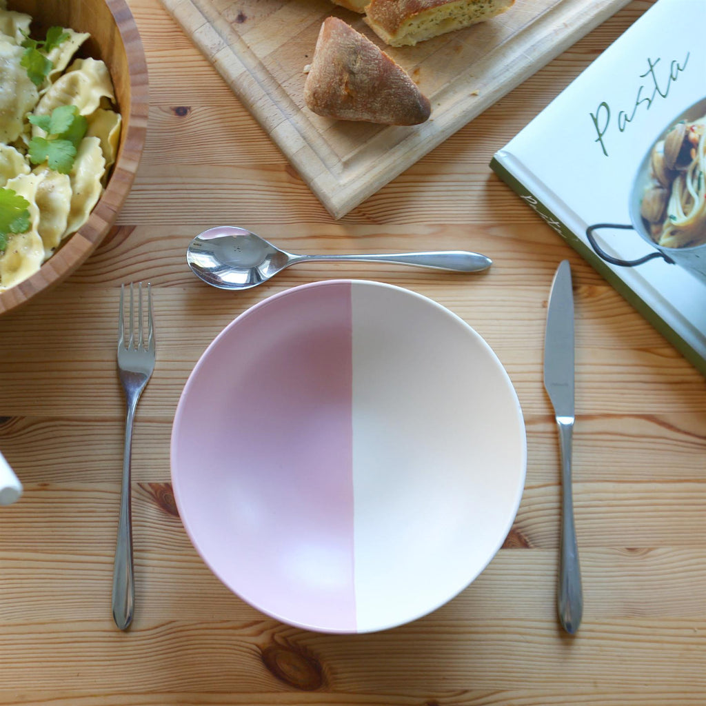 Colour Block Stoneware Pasta Bowls - 20.5cm - Pack of 4
